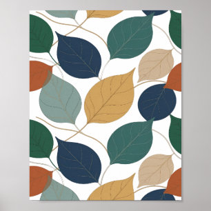Poster Folhas de Outono Cinza Moderno Design Gráfico