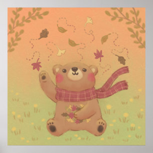 Poster Folhas de outono do Urso de Teddy