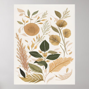 Poster Folhas De Outono E Arte Flor
