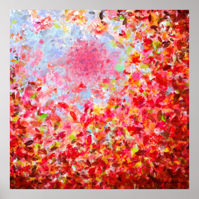 Poster Folhas de outono e céu abstrato (Frente)