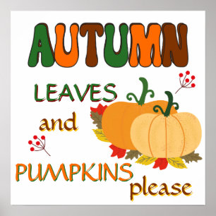Poster Folhas de outono e Pumpkins