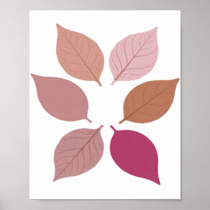 Poster Folhas de Outono em Prata Moderna