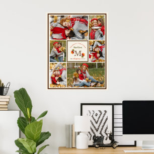 Poster Folhas de Outono Família Monograma 6 Foto Dia de A