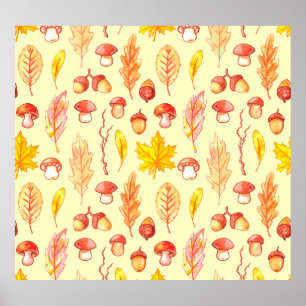 Poster Folhas de outono: Papel de Wallpaper Retroativo de