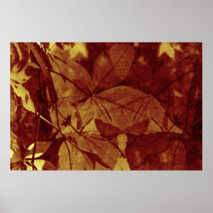 Poster Folhas de Outono Tons Ocre Abstratos