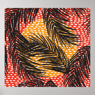 Poster Folhas de palma pretas, traços sem costura