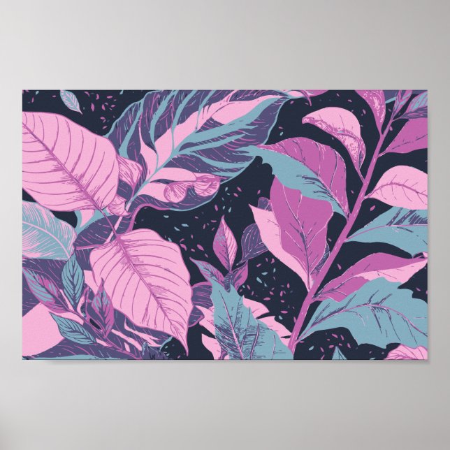 Poster Folhas de Pastel em Fundo Escuro (Frente)