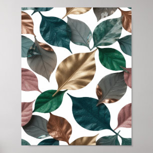 Poster Folhas de prata que chamam a atenção Design ousado
