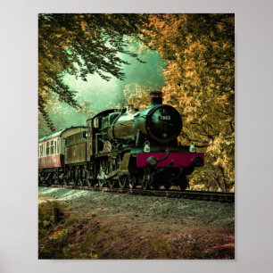 Poster Folhas de queda da locomotiva do comboio