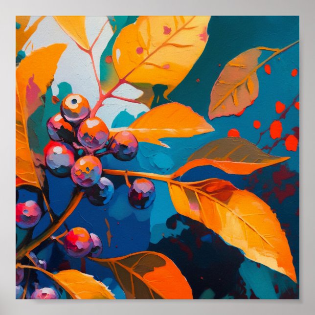 Poster Folhas de queda pintadas com óleo. Folhagem de out (Frente)