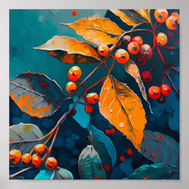 Poster Folhas de queda pintadas com óleo. Folhagem natura