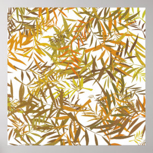 Poster Folhas de Salgueiro Douradas, Bronze e Marrom
