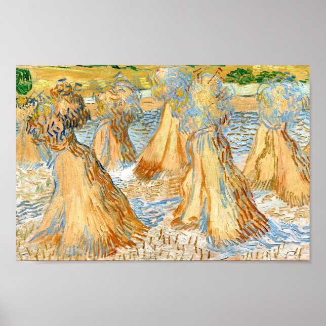 Poster Folhas de Trigo (1890) paisagem arte Van Gogh (Frente)