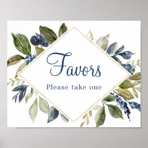 Poster Folhas de verde azul dourado folhagem Favoritos si