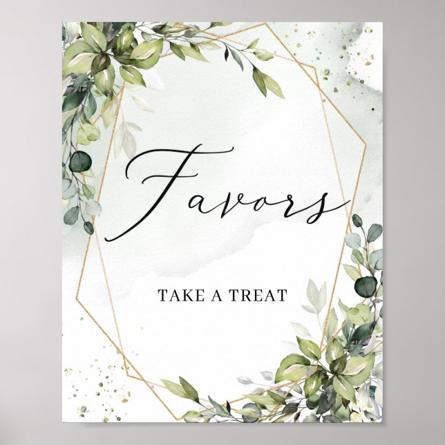 Poster Folhas de verde modernidade favores geométricos do (Frente)