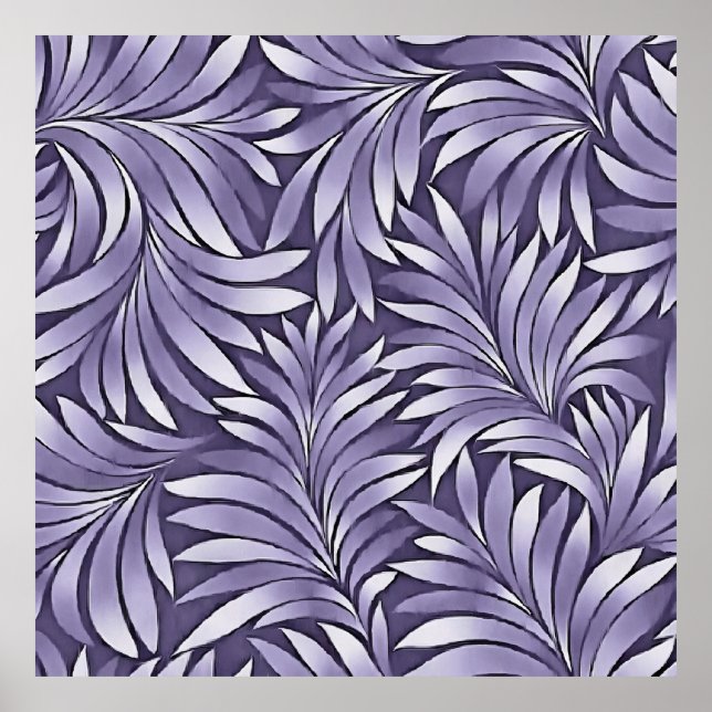 Poster Folhas Decorativas em Âmexita e Branco (Frente)