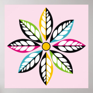 Pôster Folhas decorativas - Flor moderna, abstrata