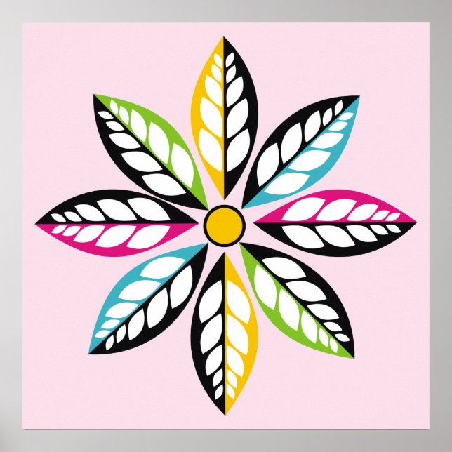 Pôster Folhas decorativas - Flor moderna, abstrata (Frente)
