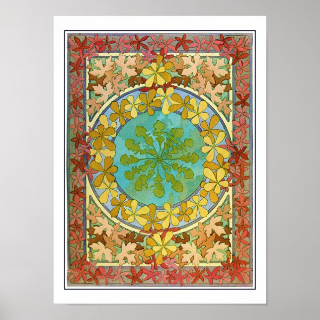 Poster Folhas do estilo Art Nouveau, Mucha (Frente)