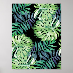 Pôster Folhas dos trópicos da ilha havaiana de Monstera