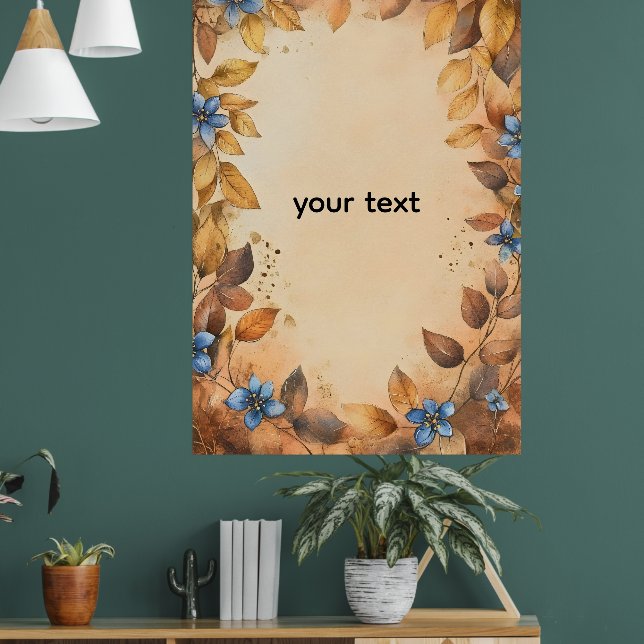 Poster Folhas douradas personalizadas é um papel de pared (Sala de Estar 1)