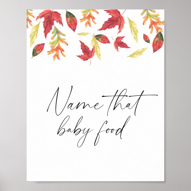 Poster Folhas em queda - dê o nome dessa comida bebê (Frente)