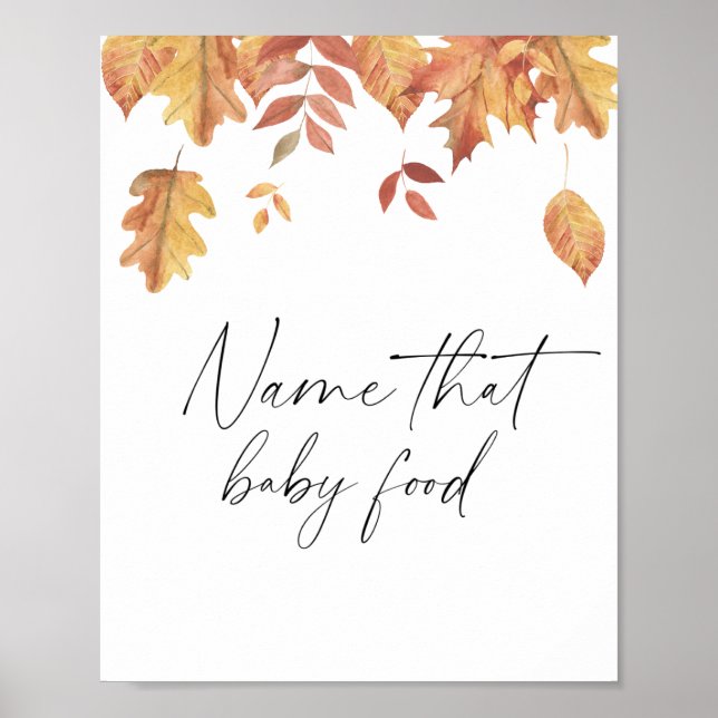 Poster Folhas em queda - dê o nome dessa comida bebê (Frente)