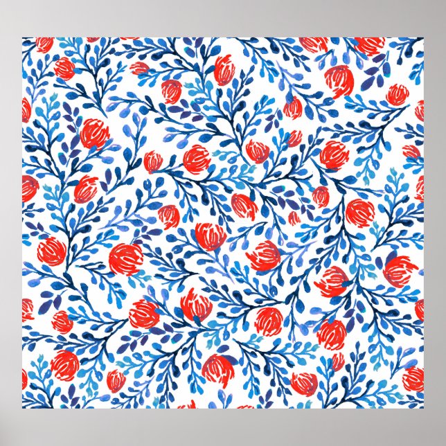 Poster Folhas Florais: Padrão Natural Invisível (Frente)