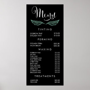 Pôster Folhas Menu de Salão Moderno Lista de Preços Carta