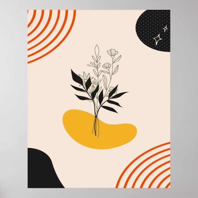 Poster Folhas Minimalistas Abstratas (Frente)