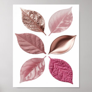 Poster Folhas prateadas de diferentes tons e texturas