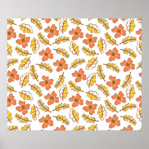 Poster Folhas Quentes de outono com Flores