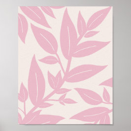 Poster Folhas Rosa Botânica