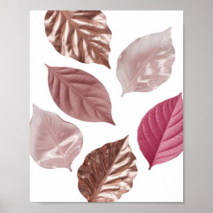 Poster Folhas Rosa PRATA LEGAL EM FUNDO PRETO