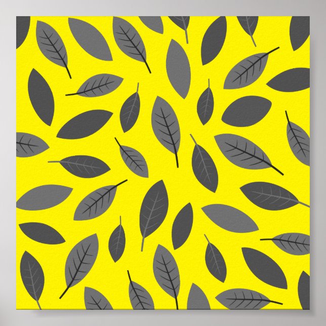 Poster Folhas Sobre Amarelo (Frente)