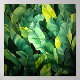 Poster Folhas Tropicais Abstrato Botânico Selva Natureza