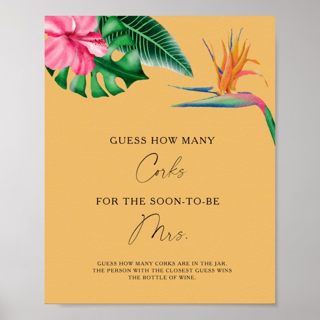 Poster Folhas Tropicais - Adivinhe Quantas Rolhas  (Frente)