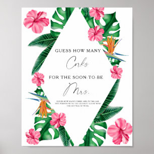 Poster Folhas Tropicais - Adivinhe Quantas Rolhas