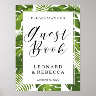 Poster Folhas Tropicais Elegantes Sinal de casamento do G