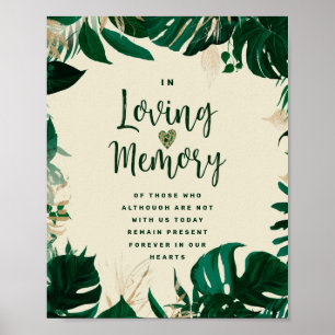 Poster Folhas Tropicais Em Memória Amorosa Placa Comemora