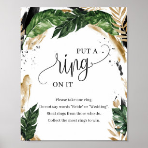 Poster Folhas tropicais hawai colocou um anel no jogo