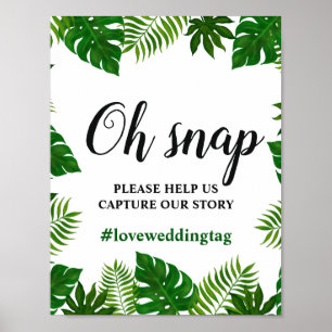 Poster Folhas tropicais Oh Sinal de Casamento Instagram