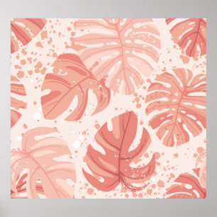 Poster Folhas tropicais: padrão de colheita desenhado à m