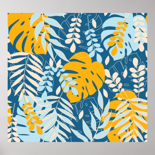 Poster Folhas Tropicais: Selva Abstrato (Frente)