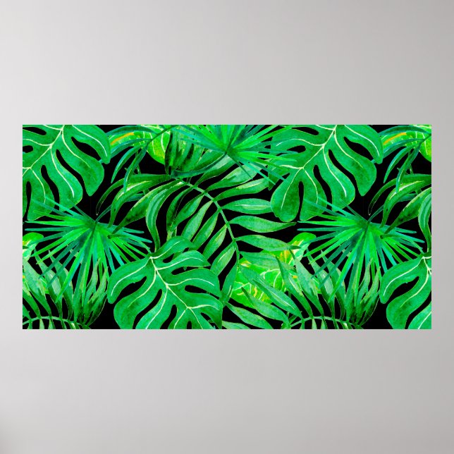 Poster Folhas tropicais sem costura (Frente)