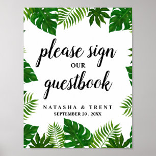 Poster Folhas tropicais Sinal de casamento