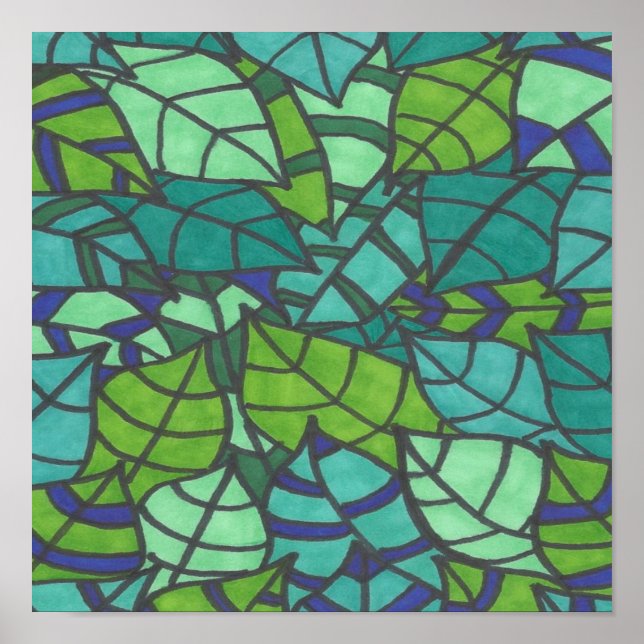 Poster Folhas Tropicais Verdes (Frente)