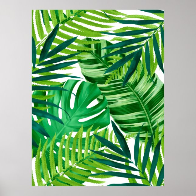 Poster Folhas Tropicais Verdes (Frente)