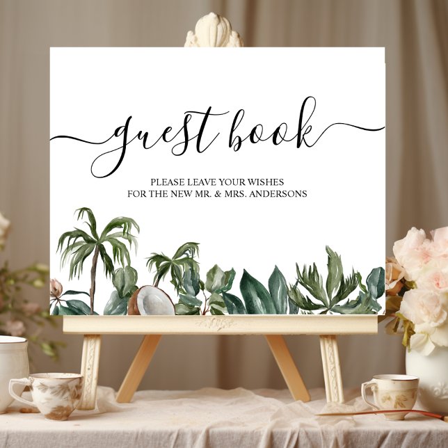 Poster Folhas Verdes Água-marinha Tropicais da Moda (Criador carregado)