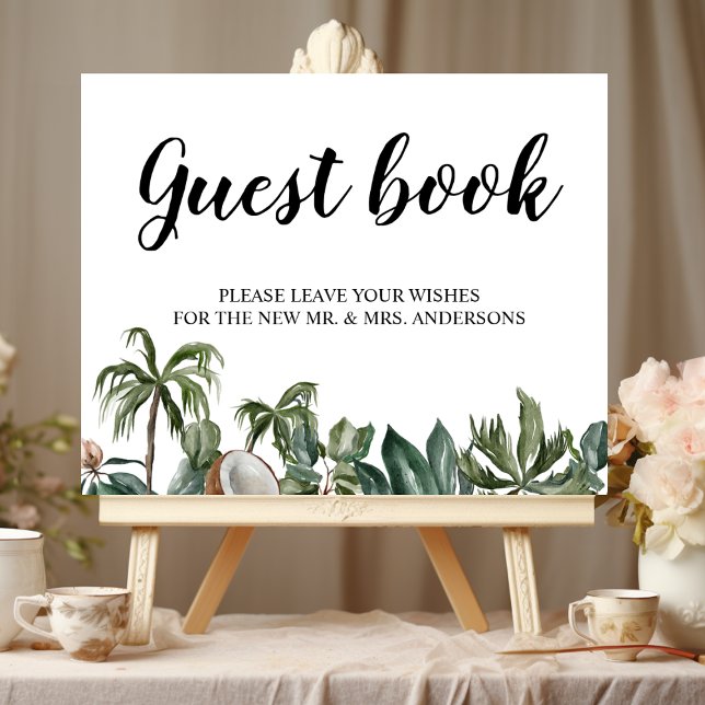 Poster Folhas Verdes Água-Marinha Tropicais da Moda (Criador carregado)